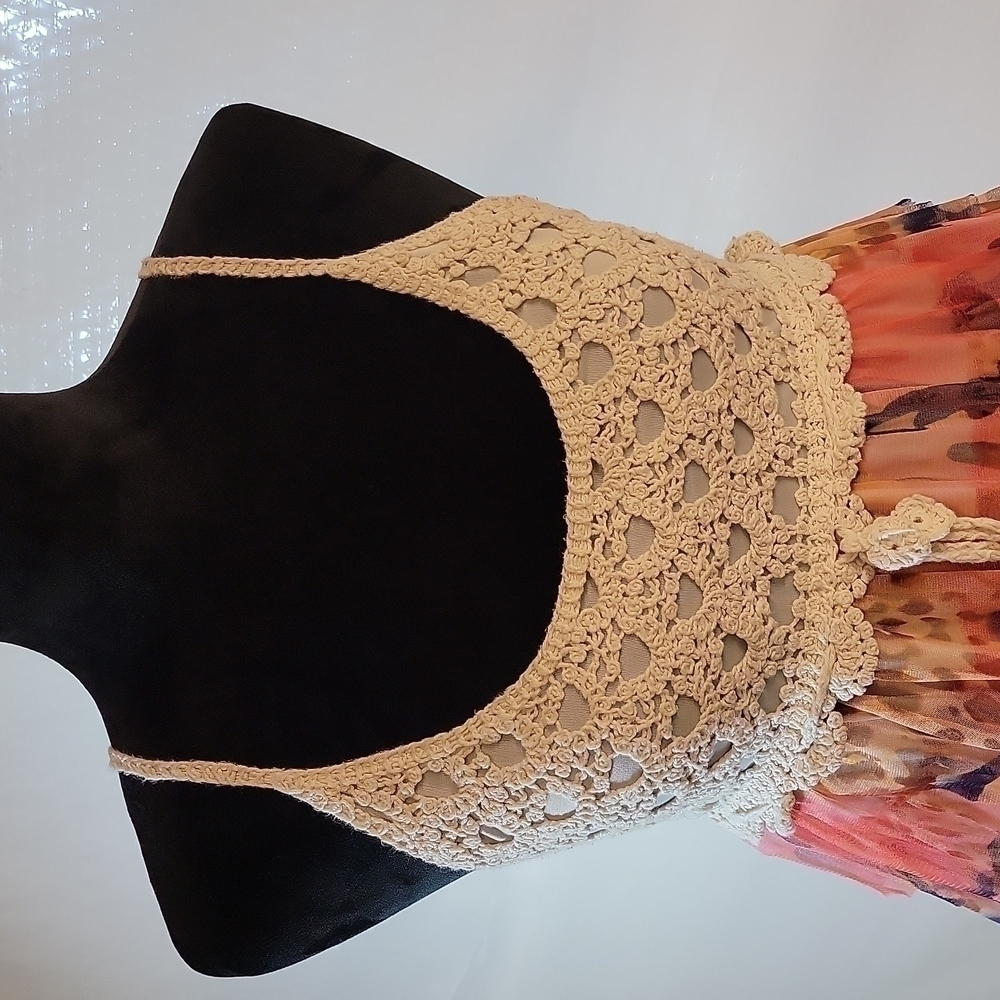 RUFFLED Crochet Multi-Color Dress S Small - Picture 2 of 13